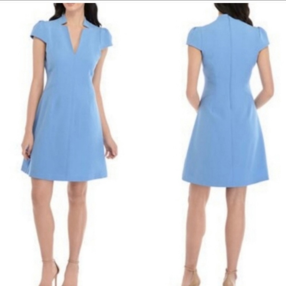 VINCE CAMUTO NOTCH COLLAR CREPE A-LINE DRESS SZ 14
